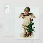 Cartes Pour Fêtes Annuelles Ange avec arbre de Noël (Devant / Derrière)