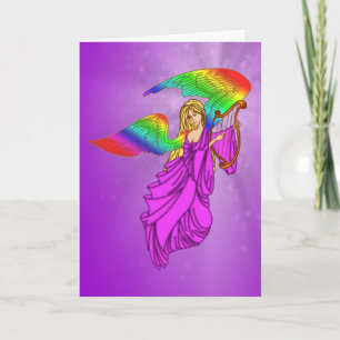 Cartes Pour Fêtes Annuelles Ange avec des ailes d'arc-en-ciel