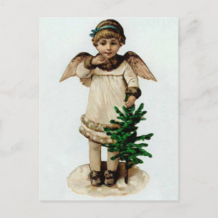 Cartes Pour Fêtes Annuelles Ange avec un sapin de Noël