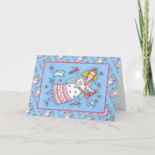 CARTES POUR FÊTES ANNUELLES ANGE D'ART FOLK, CHAT ET COEURS DE VOL VALENTINE