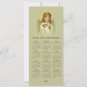 Cartes Pour Fêtes Annuelles Ange de fille céleste avec calendrier Rosary 2019