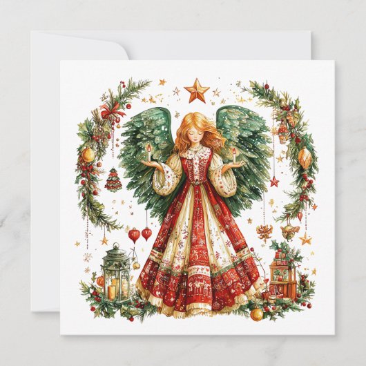 Cartes Pour Fêtes Annuelles Ange de Noël avec bougies (Devant)