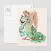 Cartes Pour Fêtes Annuelles Ange de Noël avec Harpe (Devant / Derrière)