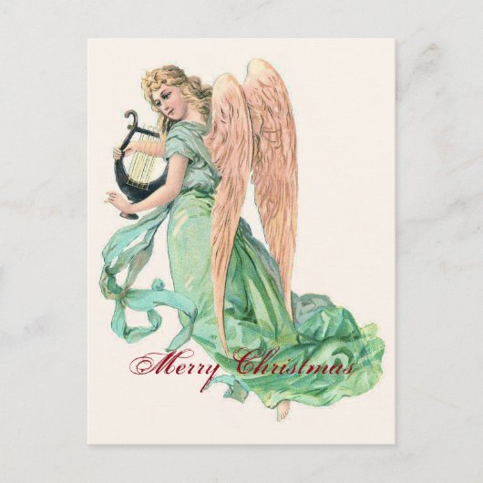 Cartes Pour Fêtes Annuelles Ange de Noël avec Harpe (Devant)