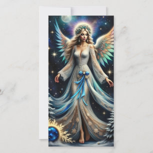 Cartes Pour Fêtes Annuelles Ange de Noël céleste dans la nuit d'hiver