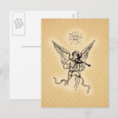 Cartes Pour Fêtes Annuelles Ange de Noël d'or (Devant / Derrière)