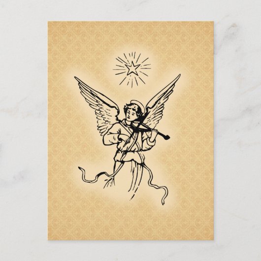Cartes Pour Fêtes Annuelles Ange de Noël d'or (Devant)