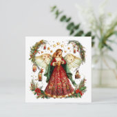 Cartes Pour Fêtes Annuelles Ange de Noël et étoiles de nuit (Debout devant)