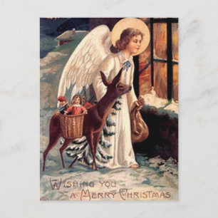 Cartes Pour Fêtes Annuelles Ange de Noël regardant par la fenêtre