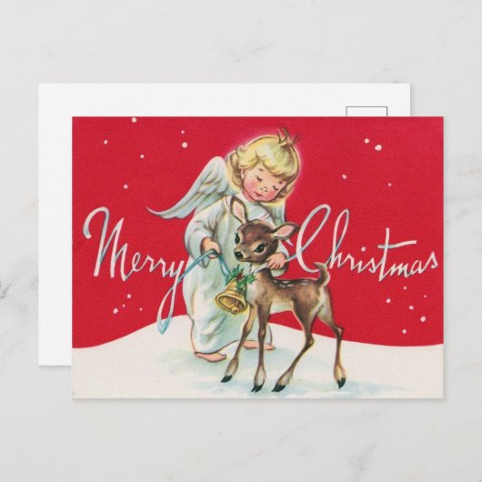 Cartes Pour Fêtes Annuelles Ange de Noël rétro (Devant / Derrière)