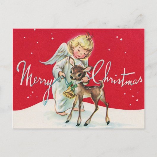 Cartes Pour Fêtes Annuelles Ange de Noël rétro (Devant)