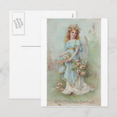 Cartes Pour Fêtes Annuelles Ange de Noël Vintage (Devant / Derrière)