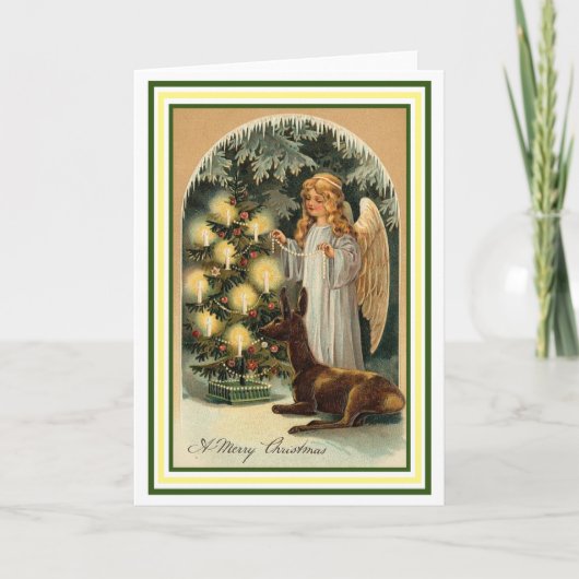 Cartes Pour Fêtes Annuelles Ange de Noël Vintage (Devant)