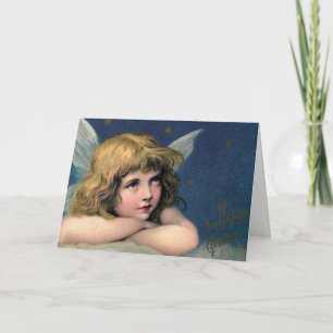 Cartes Pour Fêtes Annuelles Ange de Noël Vintage et étoiles d'or