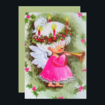 Cartes Pour Fêtes Annuelles Ange de Noël Vintage Jouer Musique Vacances<br><div class="desc">Beau ange de Noël rose et vert vintage jouant instrument de musique. Parfait pour les collectionneurs vintages ou pour envoyer des cartes à la famille ou à des amis pour la saison des fêtes. Cela peut également être transféré sur d'autres produits sur Zazzle, y compris une carte de vacances pliée....</div>