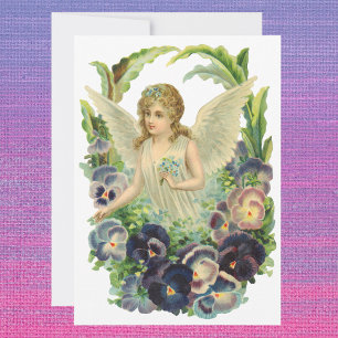 Cartes Pour Fêtes Annuelles Ange de Pâques victorien avec fleurs de pensée vio