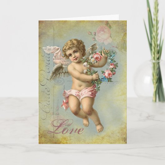 Cartes Pour Fêtes Annuelles Ange de Valentine (bleu) (Devant)
