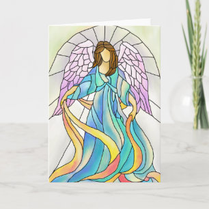 Cartes Pour Fêtes Annuelles Ange en verre souillé