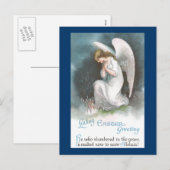 Cartes Pour Fêtes Annuelles Ange et cru Pâques de fleurs de crocus (Devant / Derrière)