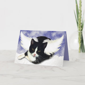 Cartes Pour Fêtes Annuelles Ange Kitty de neige