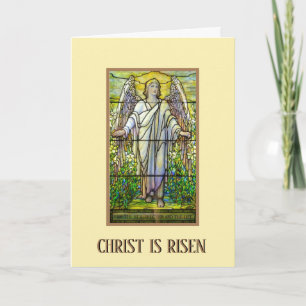 Cartes Pour Fêtes Annuelles Ange religieux en verre souillé de bénédictions de