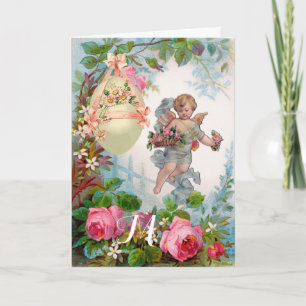 CARTES POUR FÊTES ANNUELLES ANGE ROMANTIQUE RASSEMBLANT ROSES ROSES ROSES ROSE