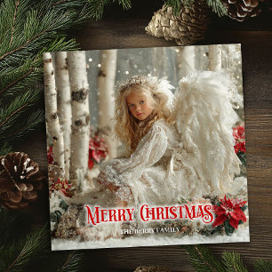 Cartes Pour Fêtes Annuelles ange victorien angélique poinsettias rouges festif