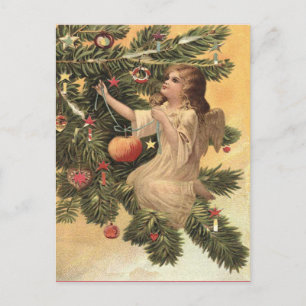 Cartes Pour Fêtes Annuelles Ange vintage sur l'arbre de Noël