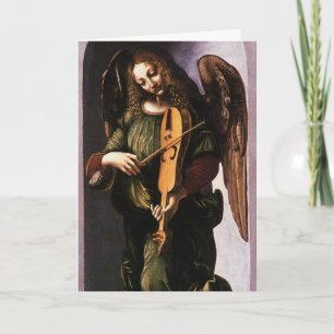 Cartes Pour Fêtes Annuelles Angel avec Vielle par Léonard de Vinci Noël