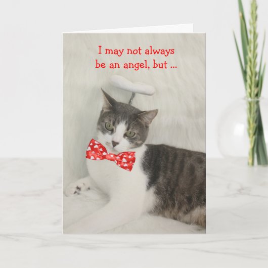 Cartes Pour Fêtes Annuelles Angel Cat Valentine (Devant)