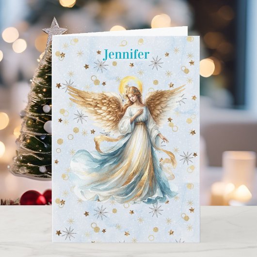Cartes Pour Fêtes Annuelles Angel Christmas Blessing Add Signature Religious