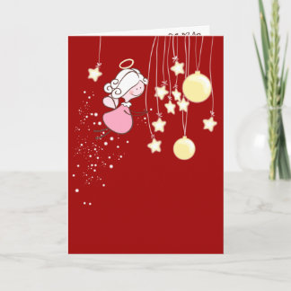 Cartes Pour Fêtes Annuelles Angel Jouant Avec Les Ornements De Noël