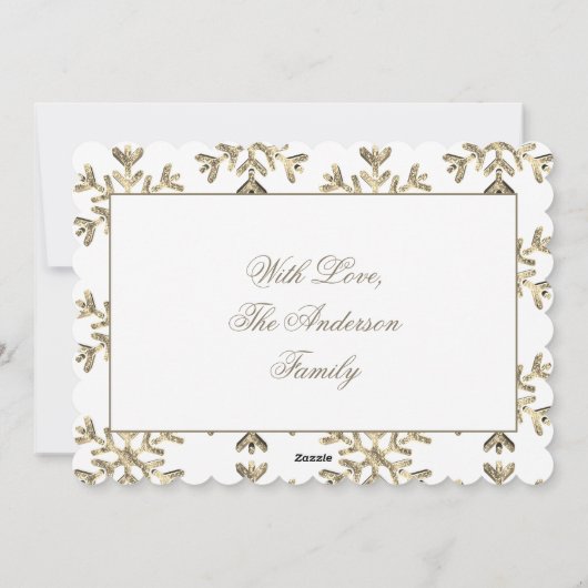 Cartes Pour Fêtes Annuelles Angel Jouer Harpe Élégant Or Blanc Noël (Dos)