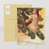 Cartes Pour Fêtes Annuelles Angel sur l'arbre de Noël (Devant / Derrière)