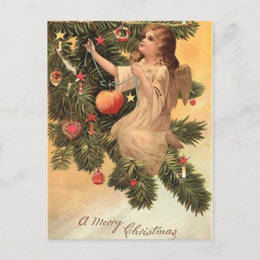 Cartes Pour Fêtes Annuelles Angel sur l'arbre de Noël (Devant)