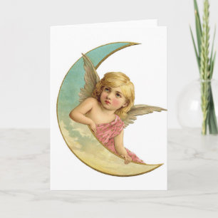 Cartes Pour Fêtes Annuelles Angel vintage de lune