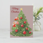 Cartes Pour Fêtes Annuelles Angels décorant l'arbre simple (Debout devant)