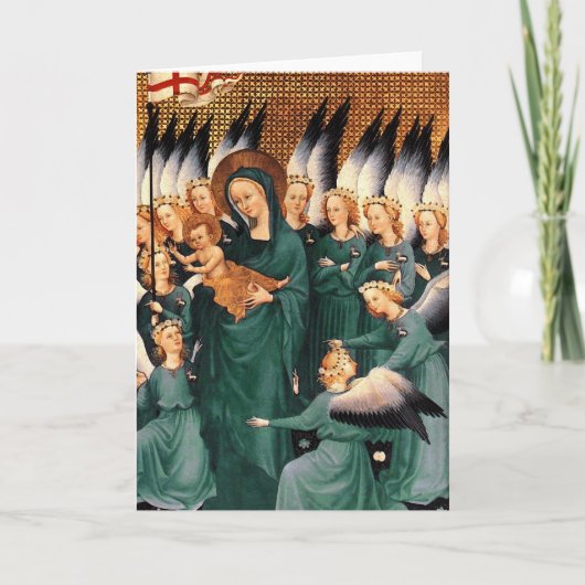 Cartes Pour Fêtes Annuelles Anges autour de Vierge et Christ Enfant (Devant)