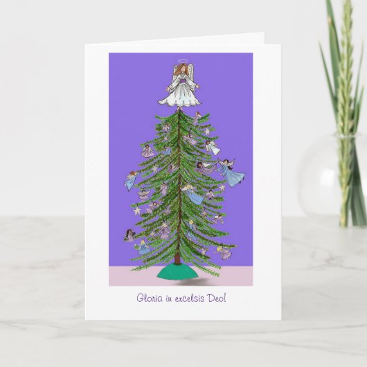 Cartes Pour Fêtes Annuelles Anges d'arbre de Noël (Devant)