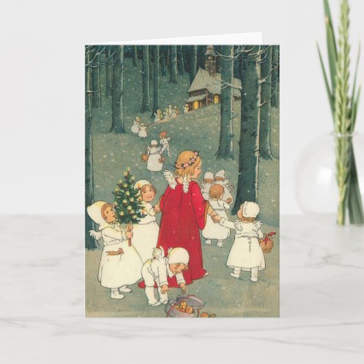 Cartes Pour Fêtes Annuelles Anges de la forêt de Noël (Devant)