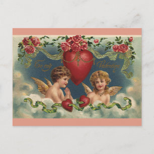 Cartes Pour Fêtes Annuelles Anges de la Saint-Valentin vintages au paradis