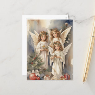 Cartes Pour Fêtes Annuelles Anges de l'aquarelle de Noël