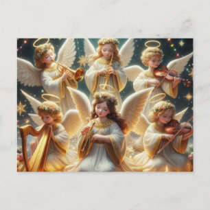 Cartes Pour Fêtes Annuelles anges de Noël avec instruments de musique