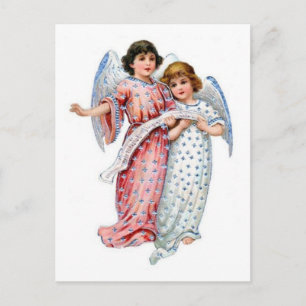 Cartes Pour Fêtes Annuelles Anges De Noël En rose Et Bleu