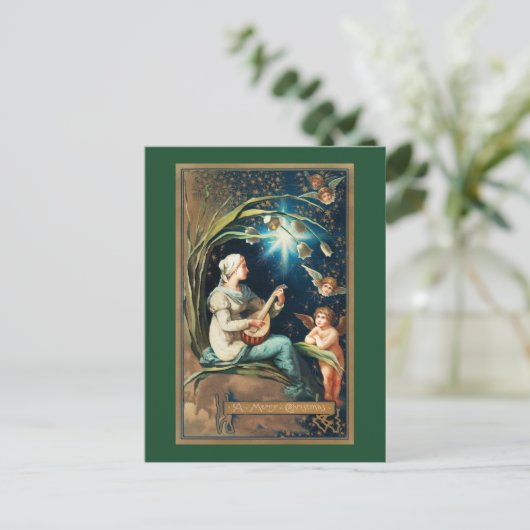 Cartes Pour Fêtes Annuelles Anges de Noël, étoiles, femmes et lune (Debout devant)