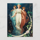 Cartes Pour Fêtes Annuelles Anges de Noël, étoiles, femmes, lune (Devant)