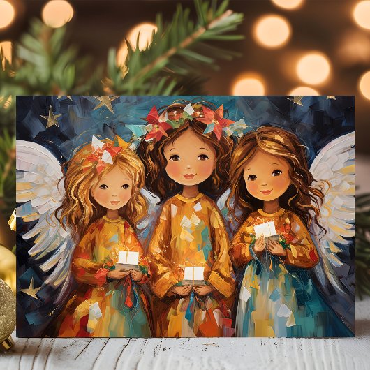 Cartes Pour Fêtes Annuelles Anges de Noël Fantaisistes Avec Des Bougies