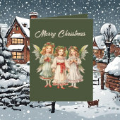 Cartes Pour Fêtes Annuelles Anges de Noël festifs aquarelle ajouter du texte