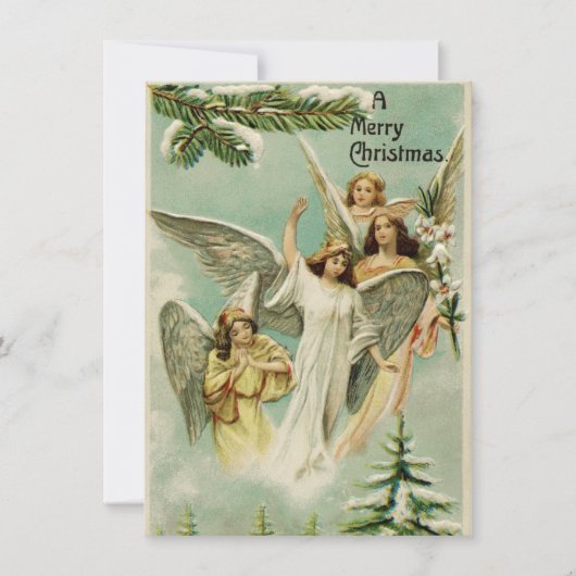 Cartes Pour Fêtes Annuelles Anges de Noël Vintage (Devant)