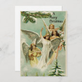 Cartes Pour Fêtes Annuelles Anges de Noël Vintage (Devant / Derrière)